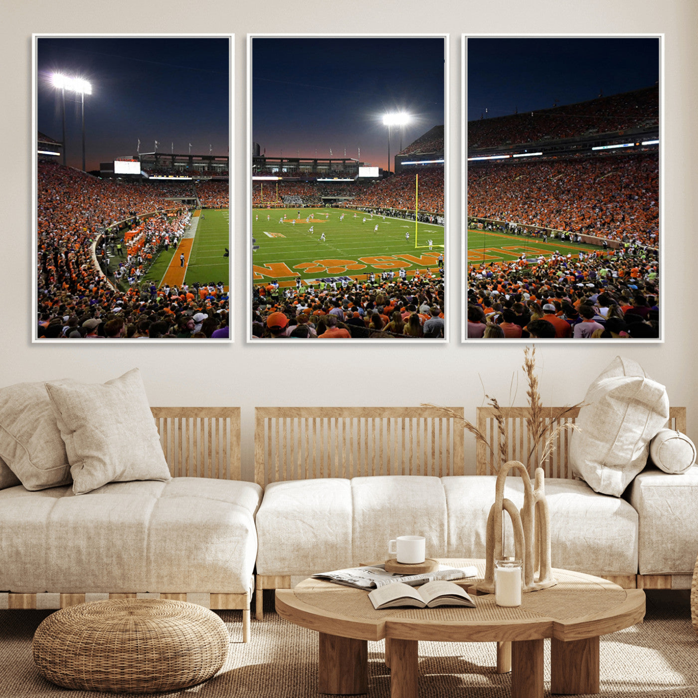 32340-MGV-FC-60X30-3P_White-Clemson University Tigers Art Print, Football Team Print - Clemson Memorial Stadium Wall Art Canvas