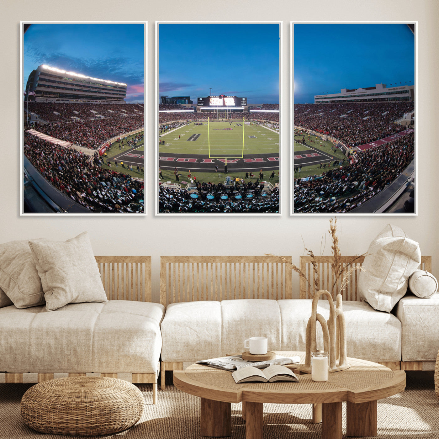 60763-MGV-FC-60X30-3P_White-Texas Tech Red Raiders Canvas, Framed Football Team Print - Lubbock Jones AT&T Stadium Wall Art
