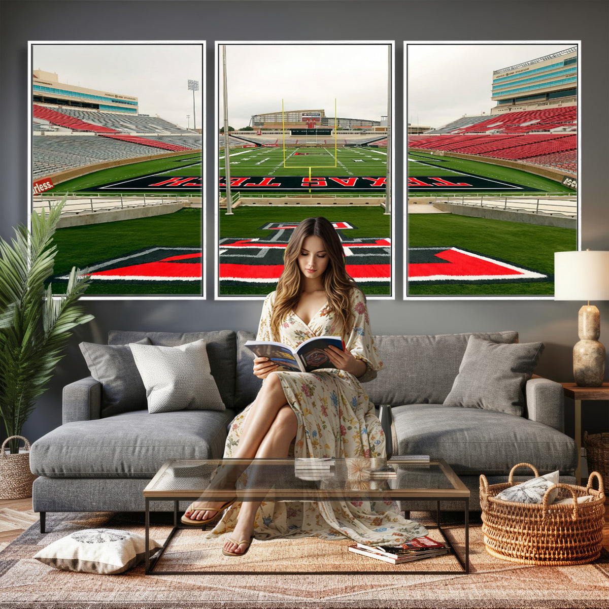 43169-PAN-FL-20X10 - Texas Tech Red Raiders Football Team Print - Lubbock Jones AT&T Stadium Wall Art Canvas Print