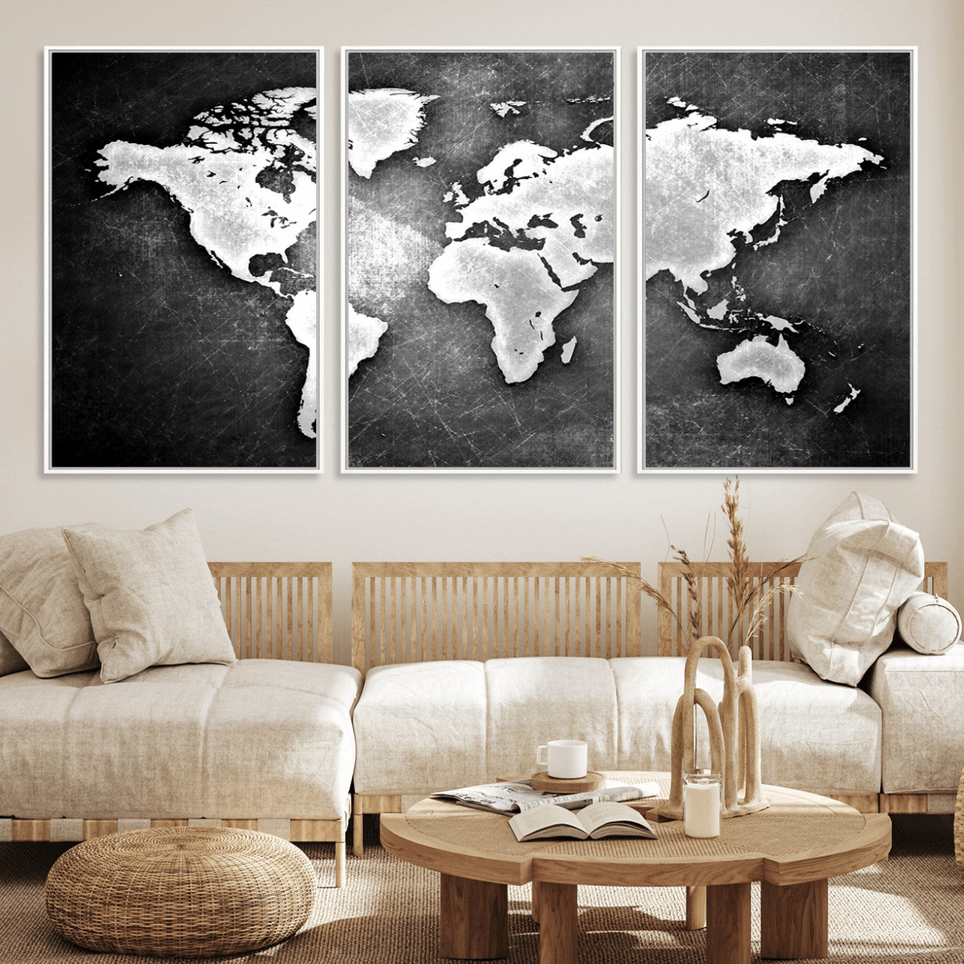 34390-MGV-FC-60X30-3P_White-Push Pin World Map Canvas Print – Travel Tracker Wall Art for Couples, Perfect Anniversary Gift for Home or Office Decor