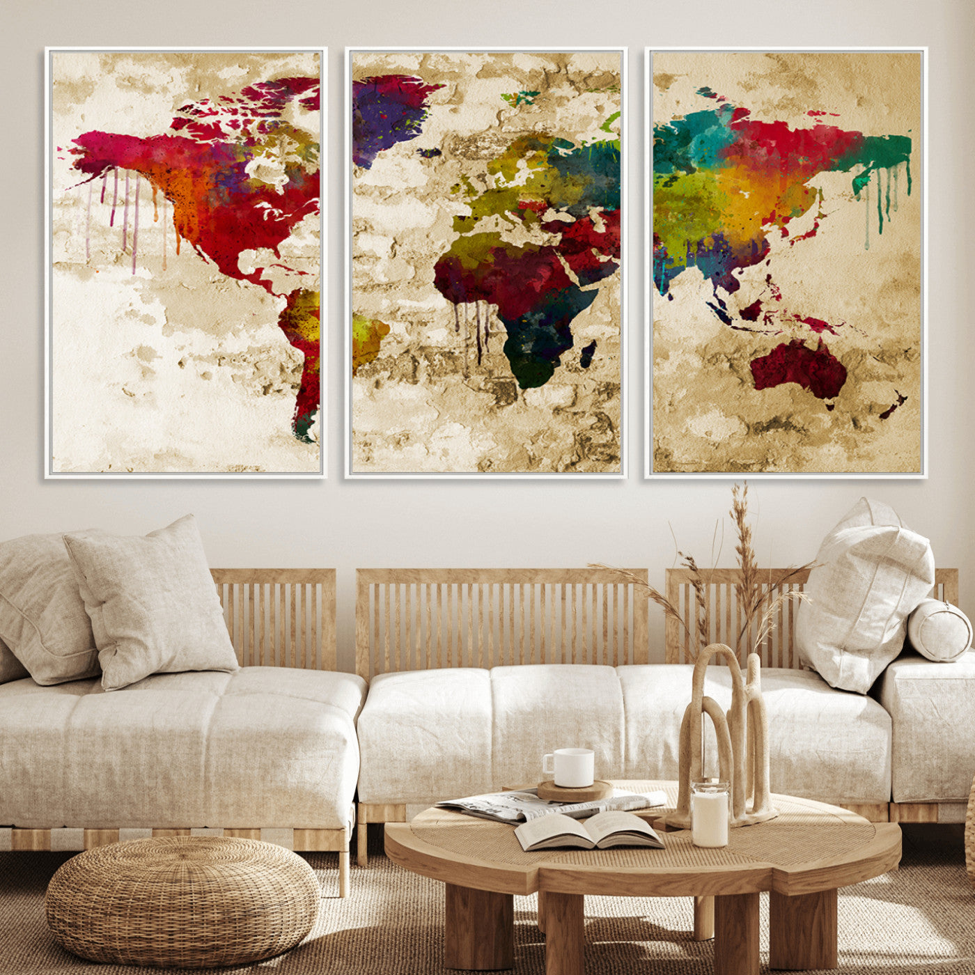 66852-MGV-FC-60X30-3P_White-Push Pin World Map Canvas Print – Travel Tracker Wall Art for Couples, Perfect Anniversary Gift for Home or Office Decor