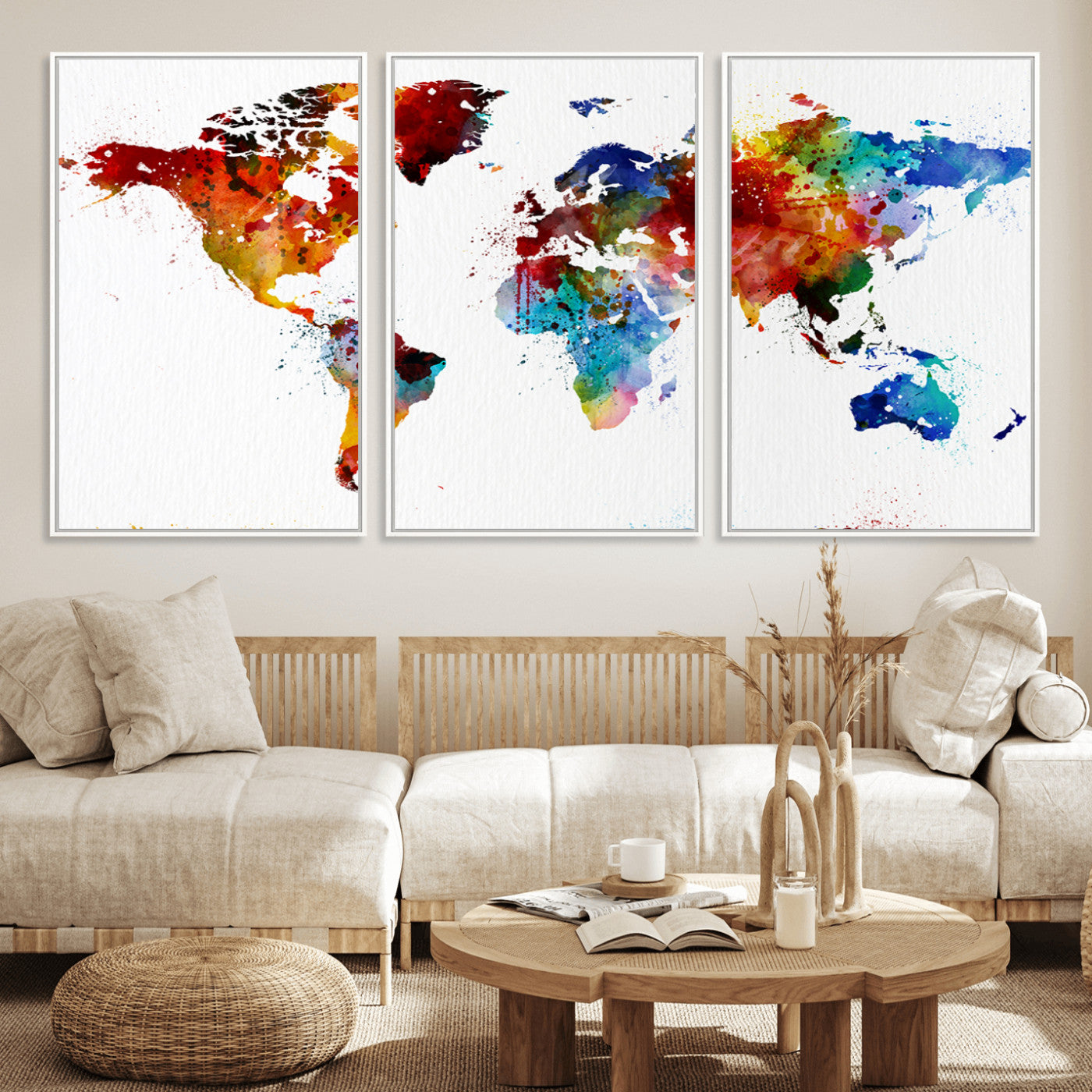 94085-MGV-FC-60X30-3P_White-Push Pin World Map Canvas Print – Travel Tracker Wall Art for Couples, Perfect Anniversary Gift for Home or Office Decor