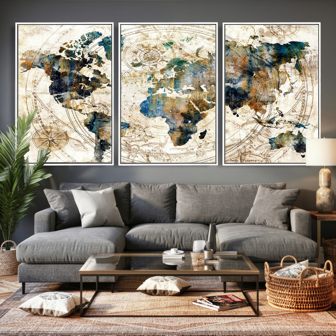 10554-MGV-CV-36X24 - Abstract World Map Art Print Canvas Print