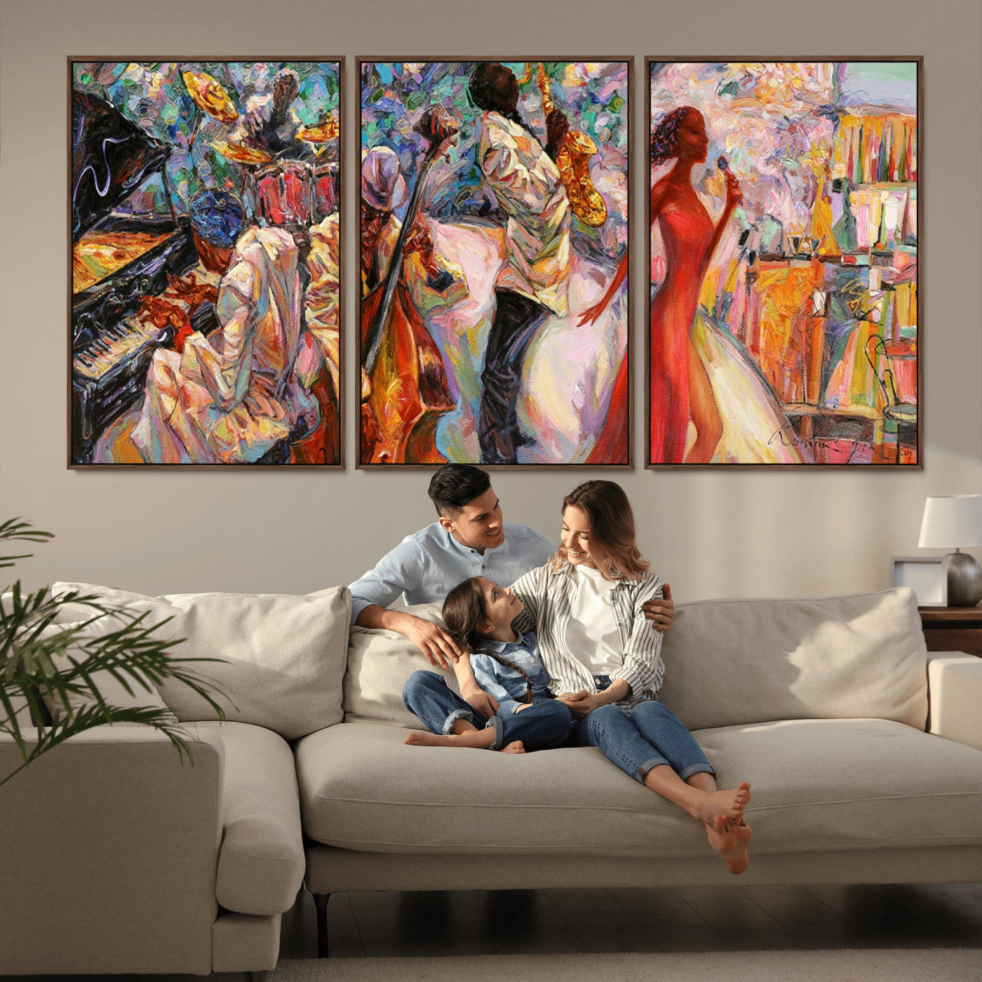 -Abstract Afro American Jazz Canvas Wall Art | Music-Inspired Painting for Dining Room, Living Room,