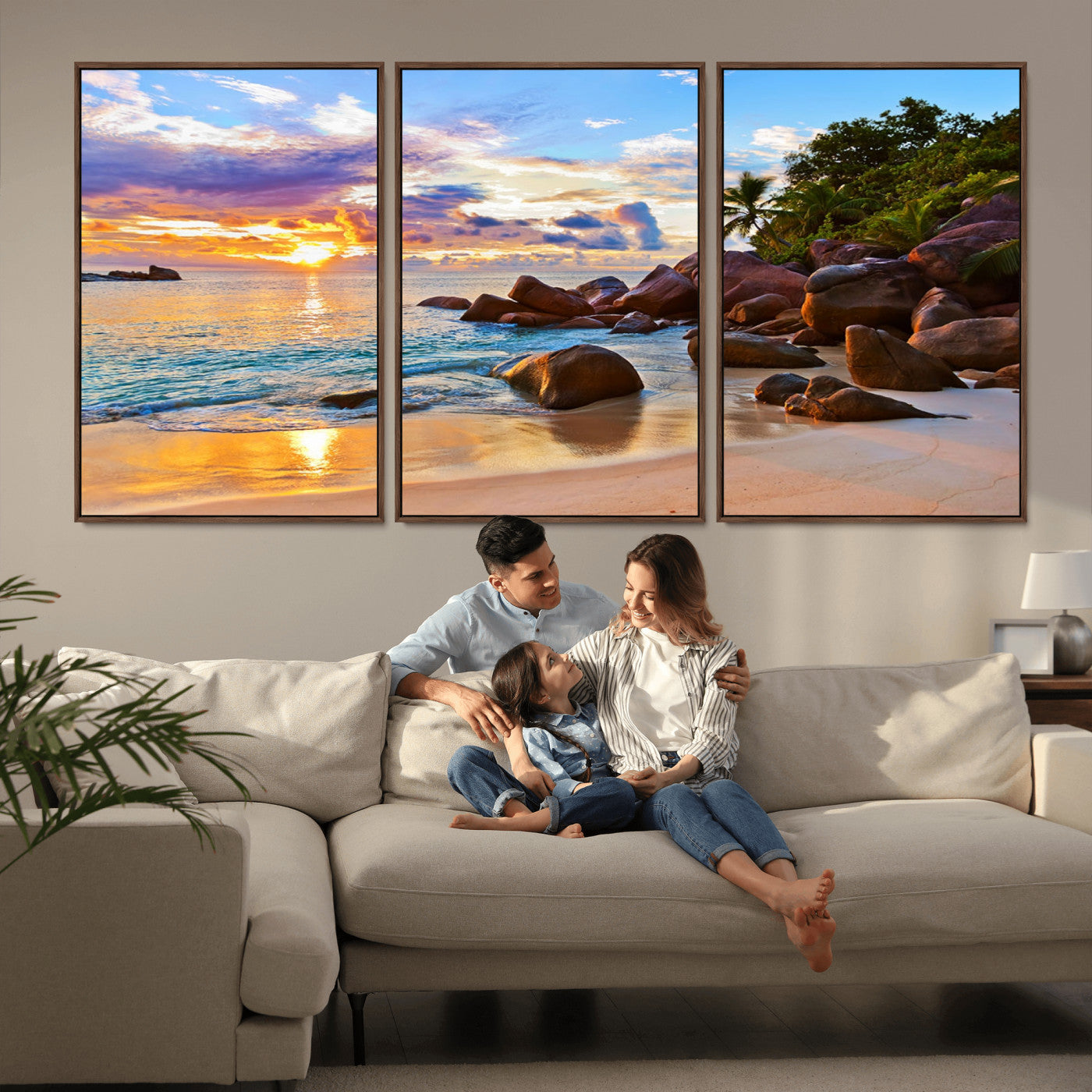 -Tropical Island Beach Sunset Canvas Print