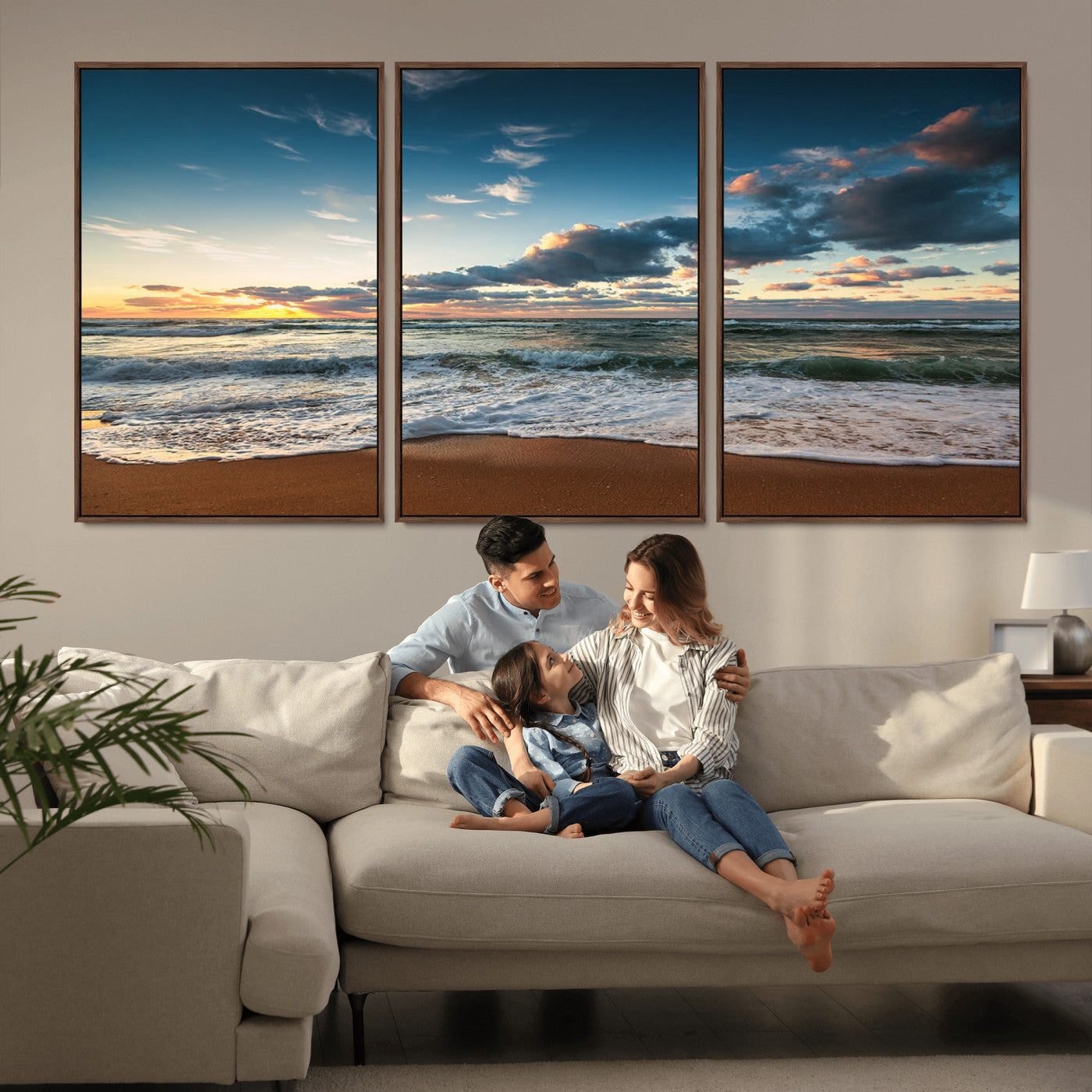 -Ocean Beach Wall Art Canvas Print Sunset Artwork Print Coastal Wall Art