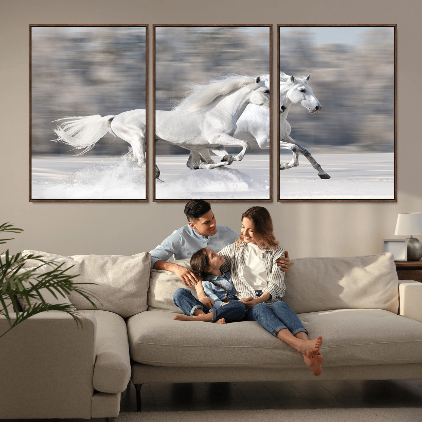 -The White Horses Wall Art, Framed White Horses Wall Art Canvas Print