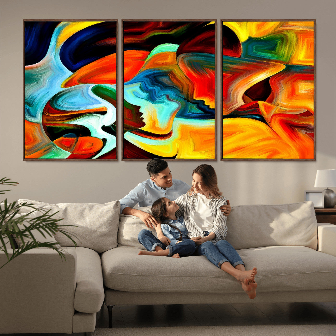 70242-MGV-CV-36X24-Human Love Figures Abstract Wall Art Canvas Print