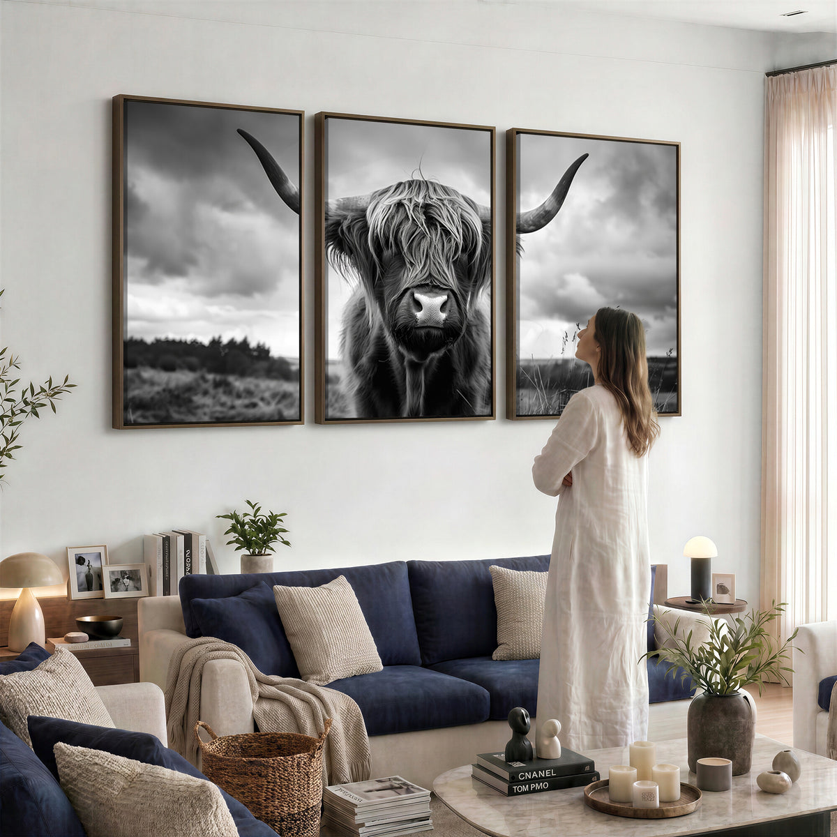 17924-_Poster-30x20 - Scottish Cow Wall Art Canvas Print, Longhorn Wall Art