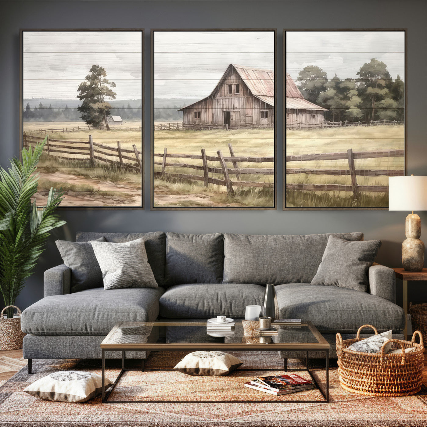 87489-MGV-CV-36X24 - Rustic Farmhouse Barn Wall Art | Framed Gallery Wrap Barn Giclee Canvas Print for Farmhouse Decor