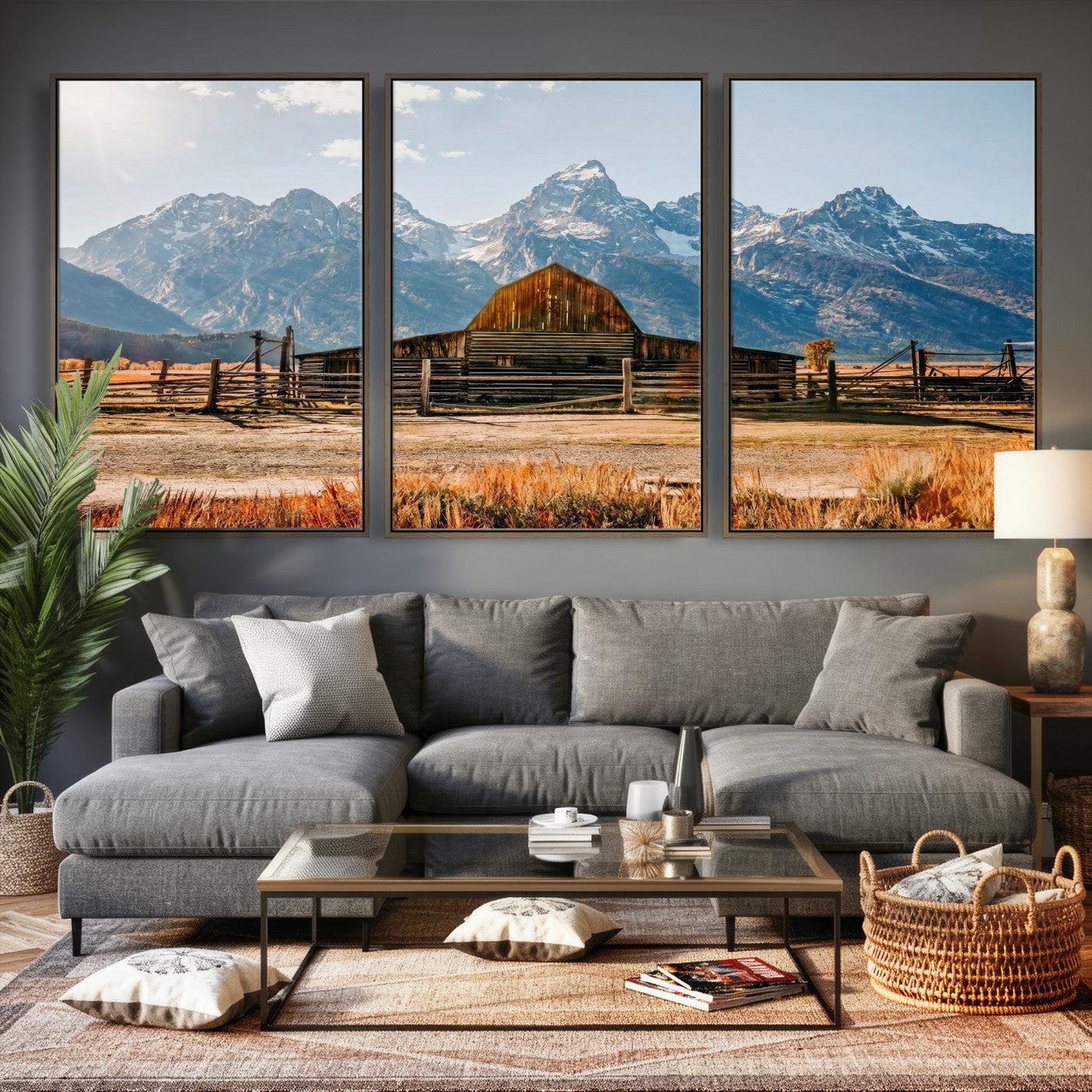 26513-MGV-CV-36X24 - Vintage Old Barn Field Wall Art Canvas Print for Farmhouse Decor - Rustic Barn Wall Art Canvas Print