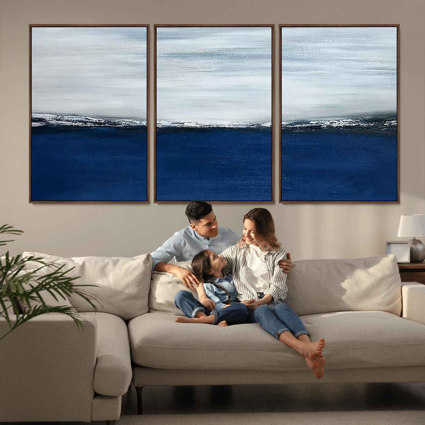 62197-MGV-CV-36X24-Navy Blue Abstract Wall Art Canvas Print
