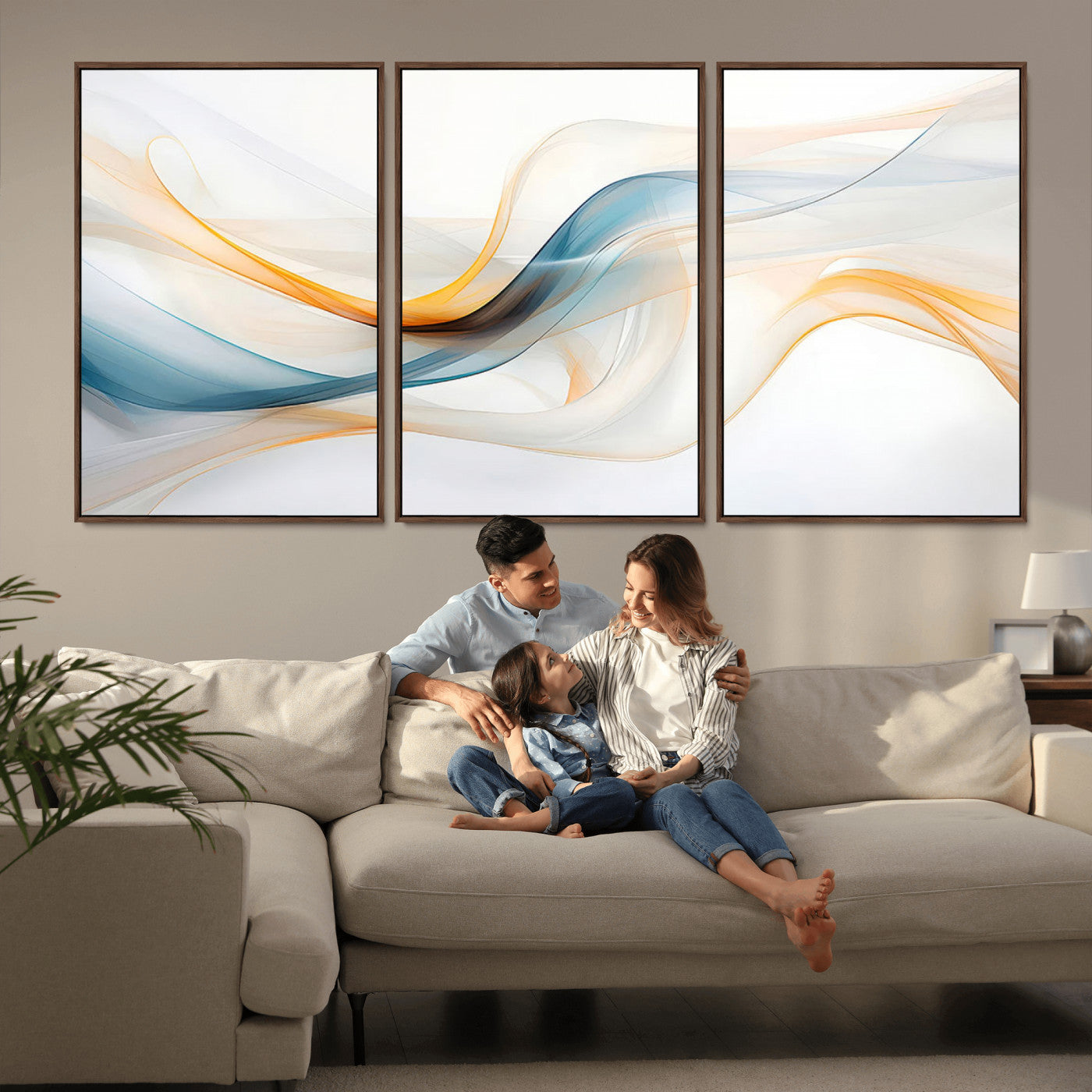 60881-MGV-CV-36X24-Decorative Turquoise Abstract Wave Wall Art Canvas Print