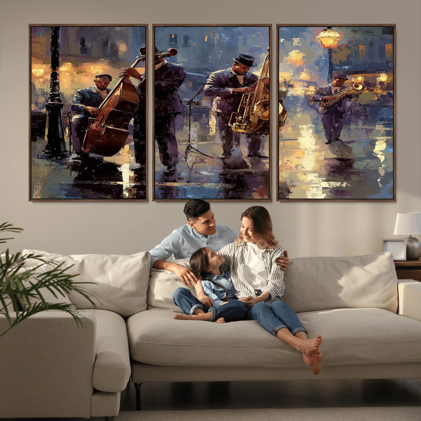 79232-MGV-CV-36X24-Afro Abstract Jazz Music Canvas Print - African American Wall Art - Colorful Framed Afro Abstract