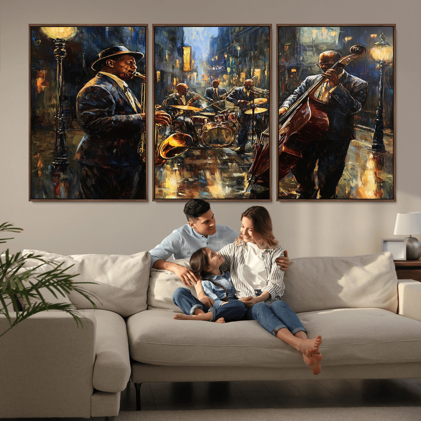 -Jazz Canvas Wall Art Print - Abstract African American Music Art - Framed Posters for Living Room or