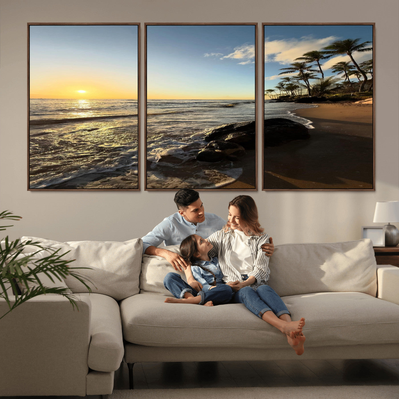 Nadir2-MGV-CV-36X24-Tropical Beach Wall Art - Stunning Ocean Sunset Canvas Print with Palm Tree Design for Relaxing and