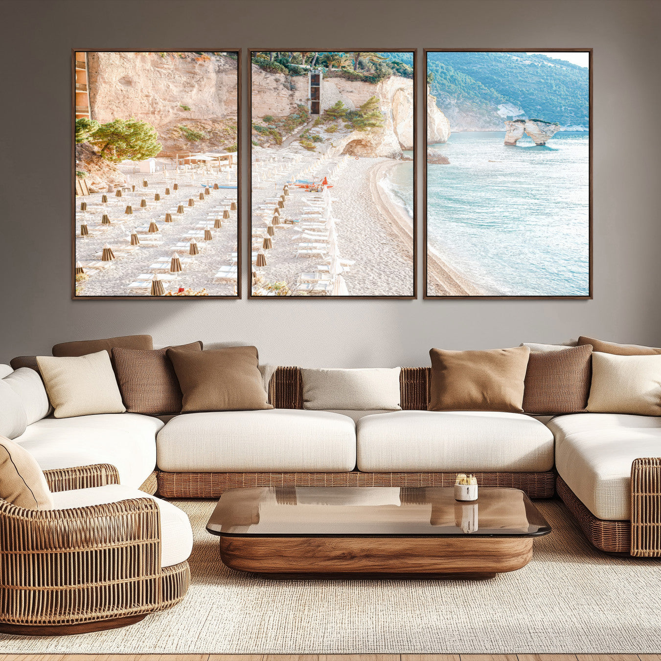 -Beach Wall Art Canvas Print, Framed Coastal Art Picture Print, Summer Shore Perfect Coastal Decor
