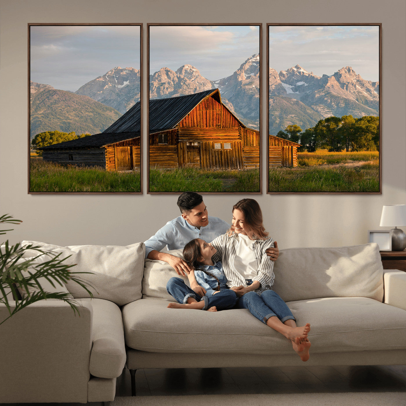 31771014-MGV-CV-36X24-Rustic Barn Wall Art Canvas Print – Framed Western Landscape Farmhouse Style Rustic Nature Scene Artwork for Home Office