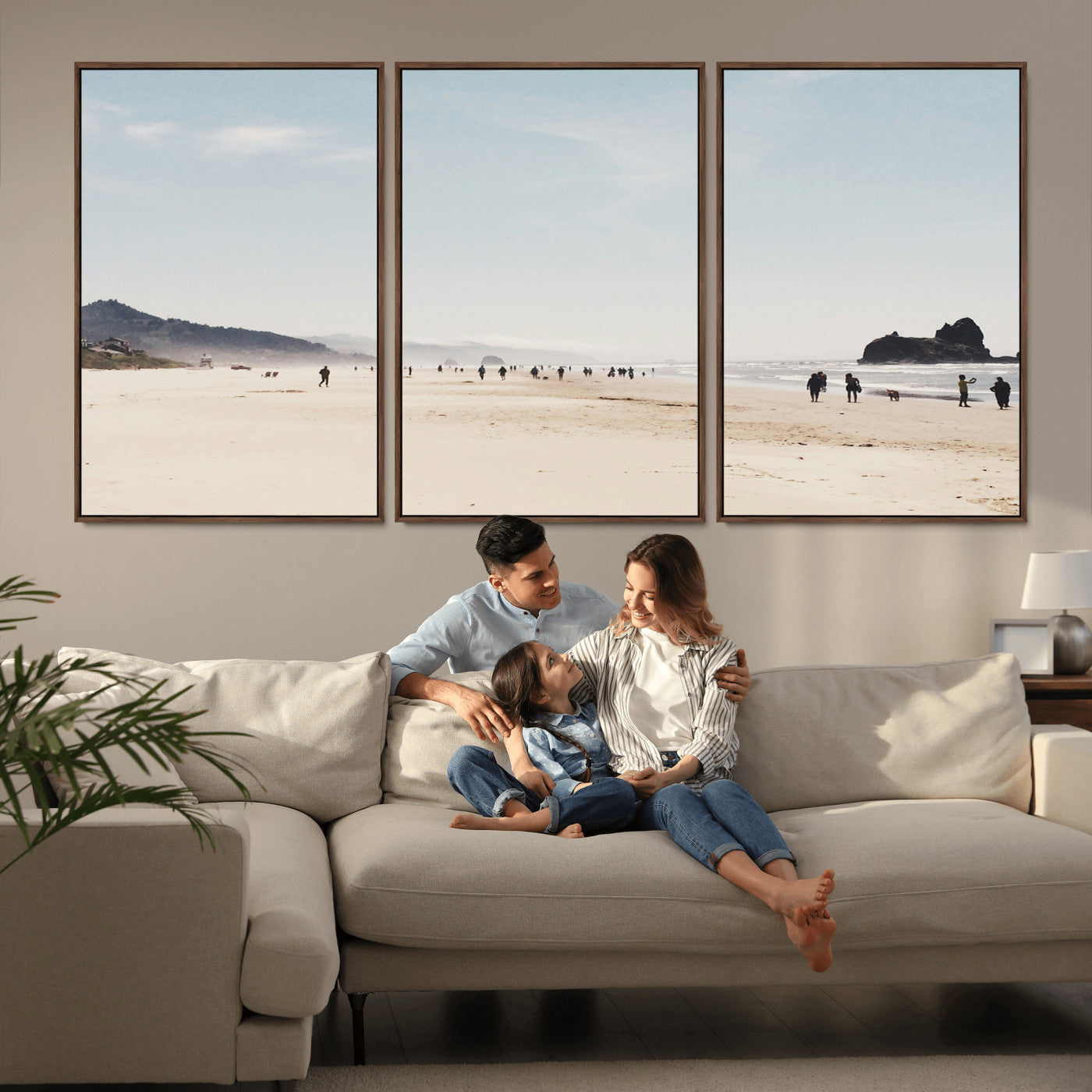 28307820-MGV-CV-36X24-Minimalist Beach Wall Art Canvas Print – Framed Coastal Serenity Soft Sand Nature Scene Artwork for Home Office