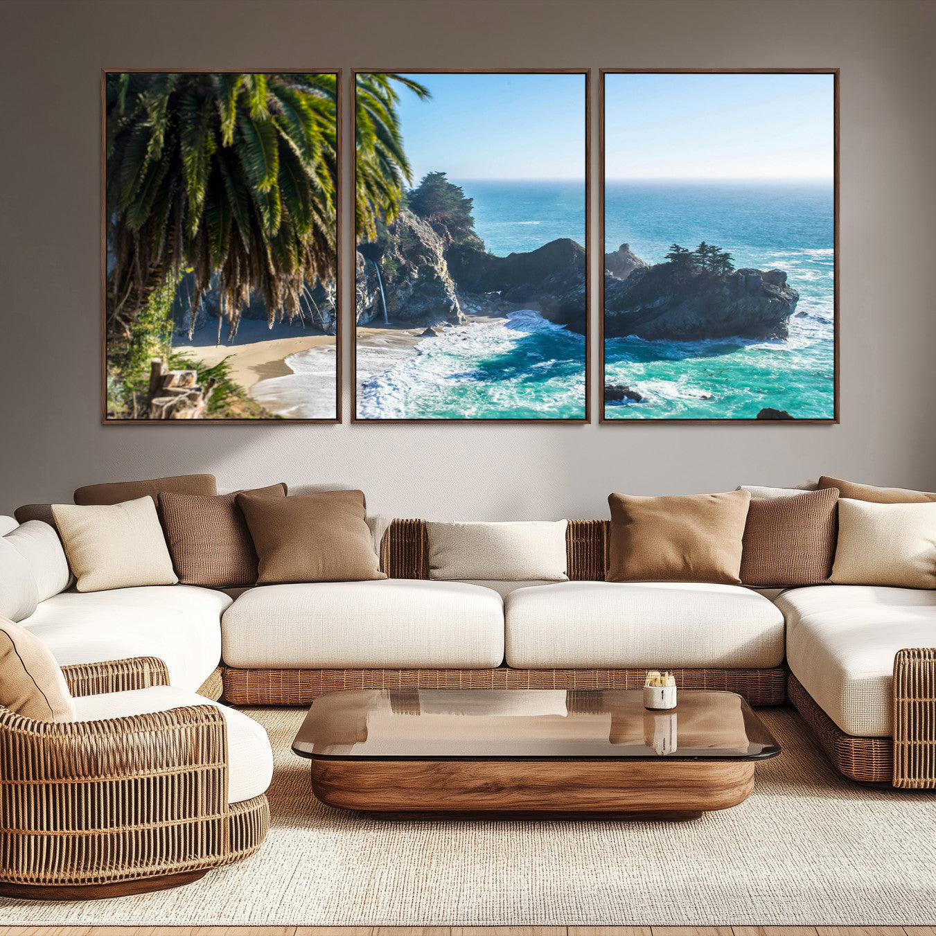 -Big Sur Wall Art Canvas Print – Framed California Coastline Tropical Ocean Photography Scenic Artwork for Home Office