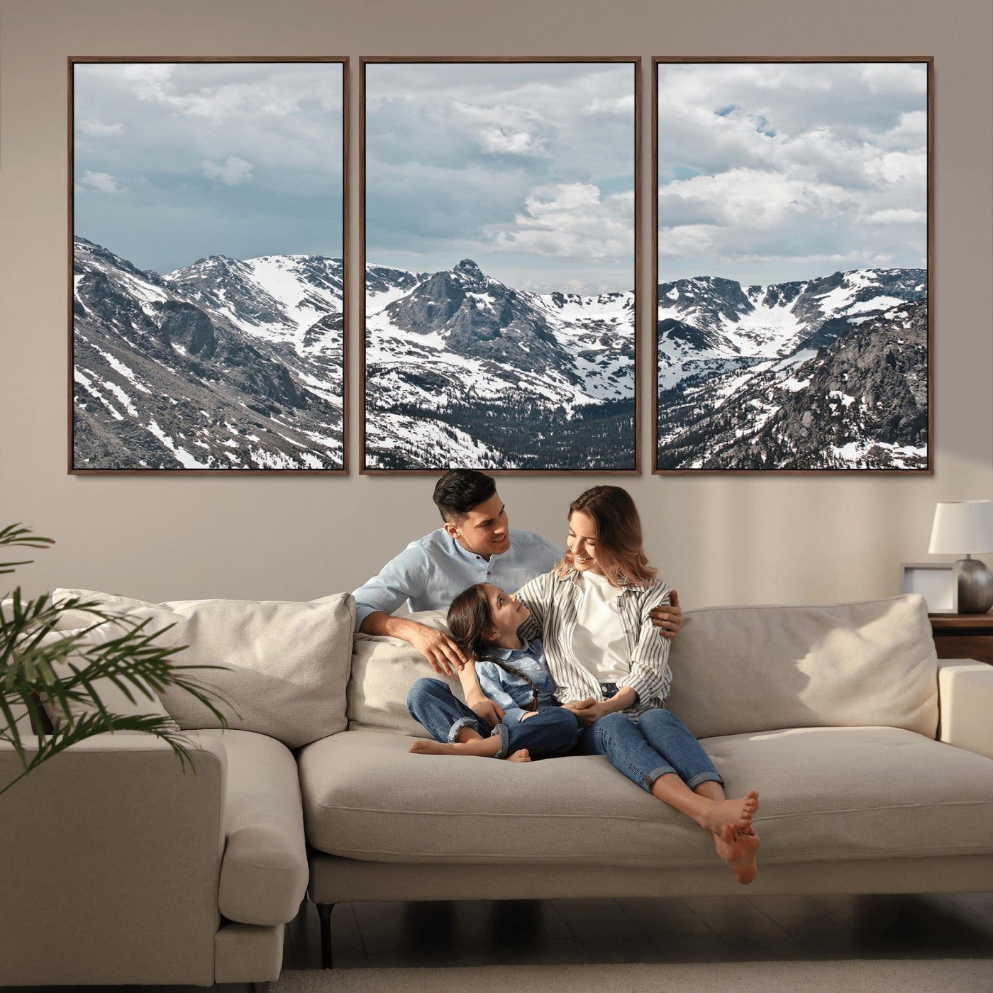 94074619-MGV-CV-36X24-Snowy Peaks Wall Art Canvas Print – Alpine Wilderness Mountain Escape Winter Serenity Artwork for Home, Office