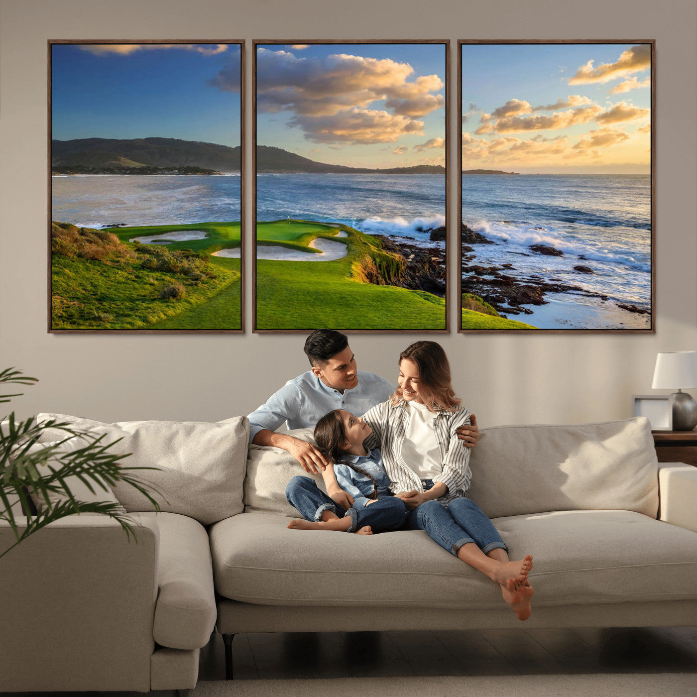 50107048-MGV-CV-36X24-Pebble Beach Golf Links Wall Art Canvas Print – Iconic Coastal Golf Course Artwork for Home, Office, Living Room