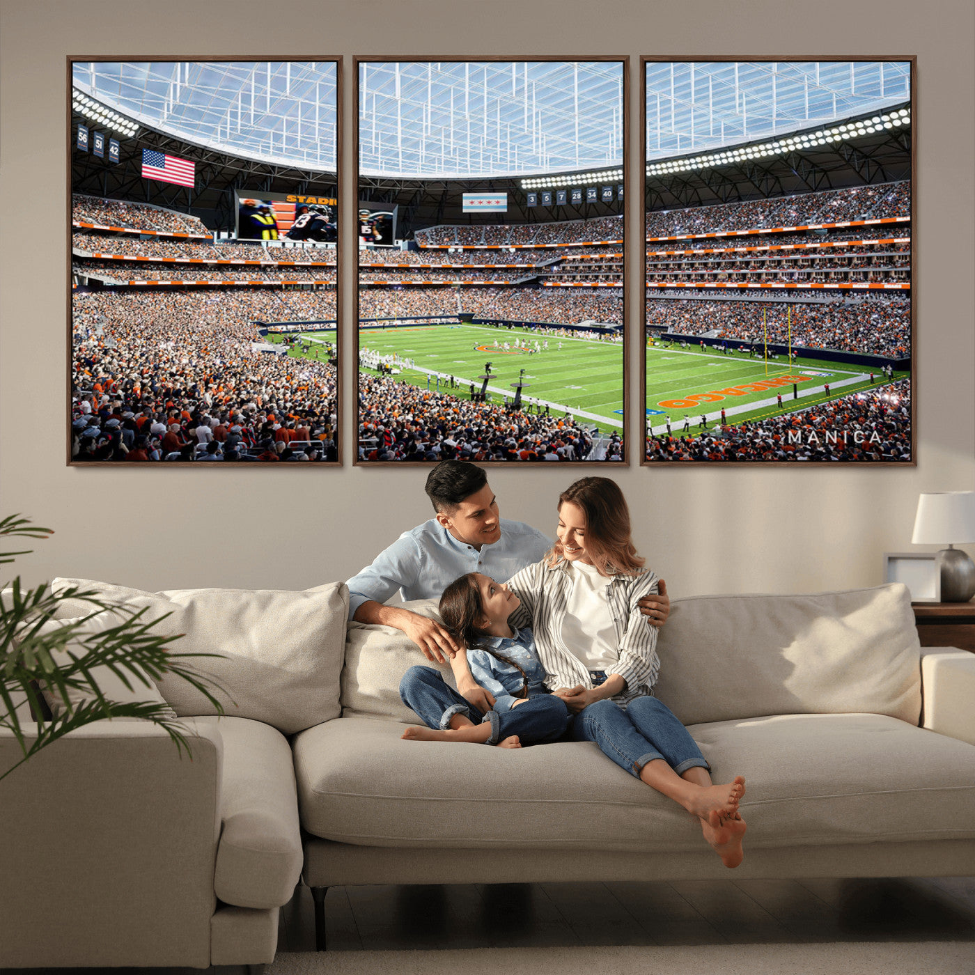 -Chicago Bears Soldiers Field Wall Art Canvas Print – Framed Football Stadium Artwork for Home, Office, Living Room