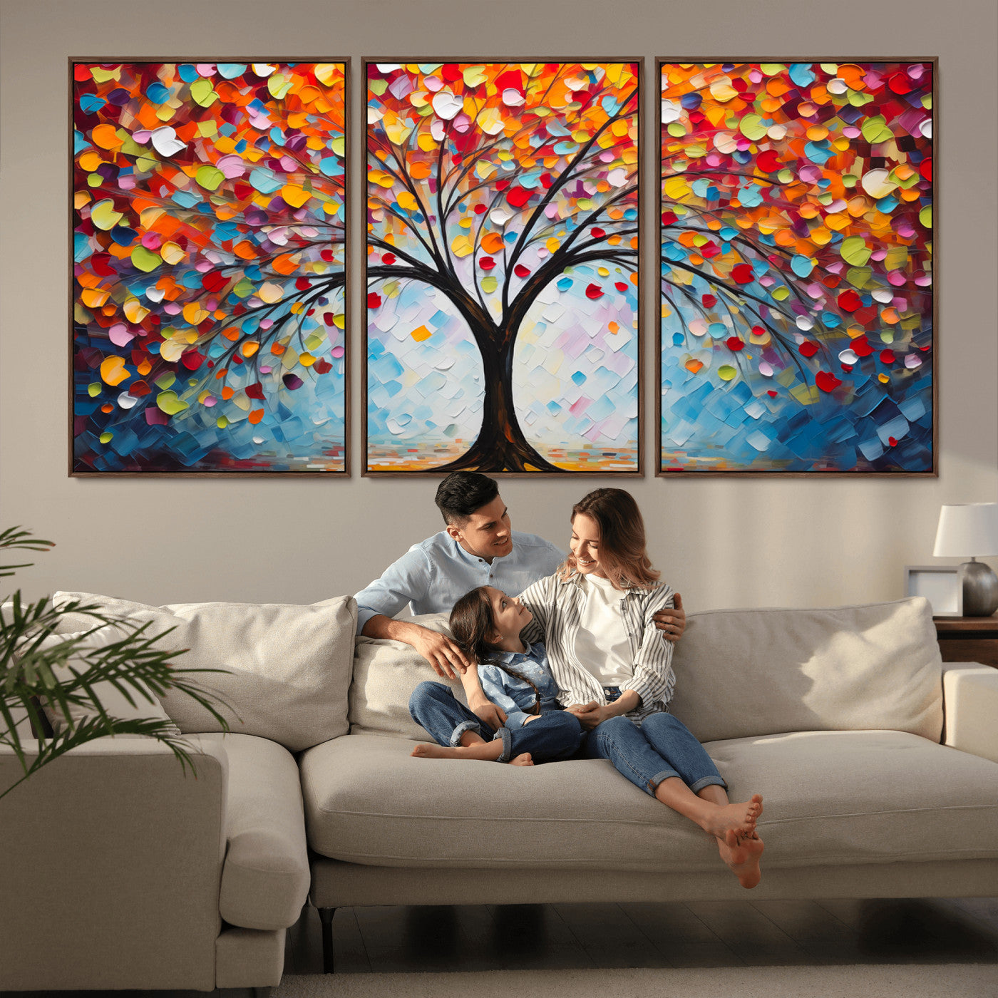 HS2447-MGV-CV-36X24-Vibrant Tree of Life Canvas Wall Art – Colorful Abstract Nature in Modern Decor - Ready to Hang