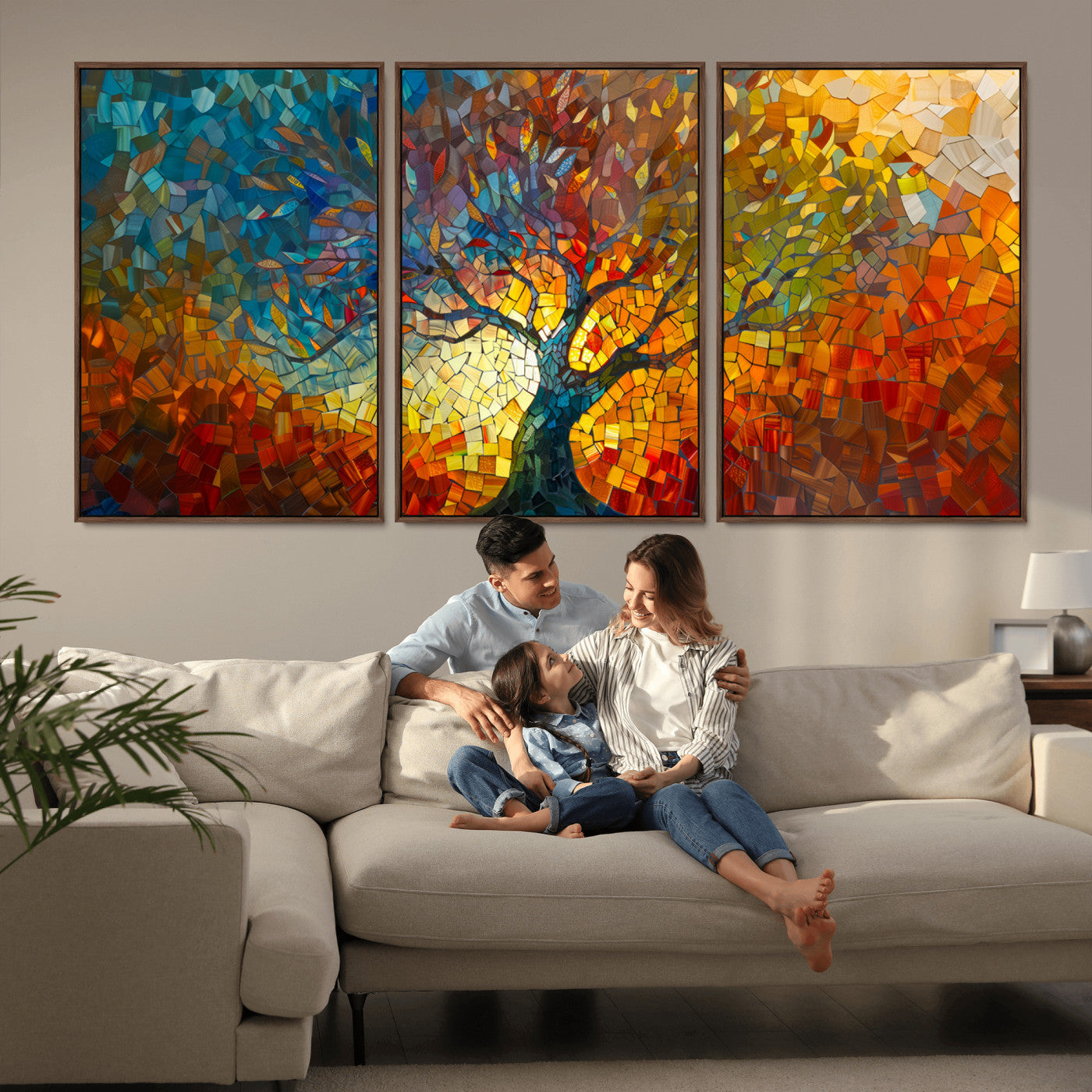 -Yggdrasil Tree of Life Mosaic Stained Glass Wall Art, Tree of Life Mosaic Wall Art Canvas Print