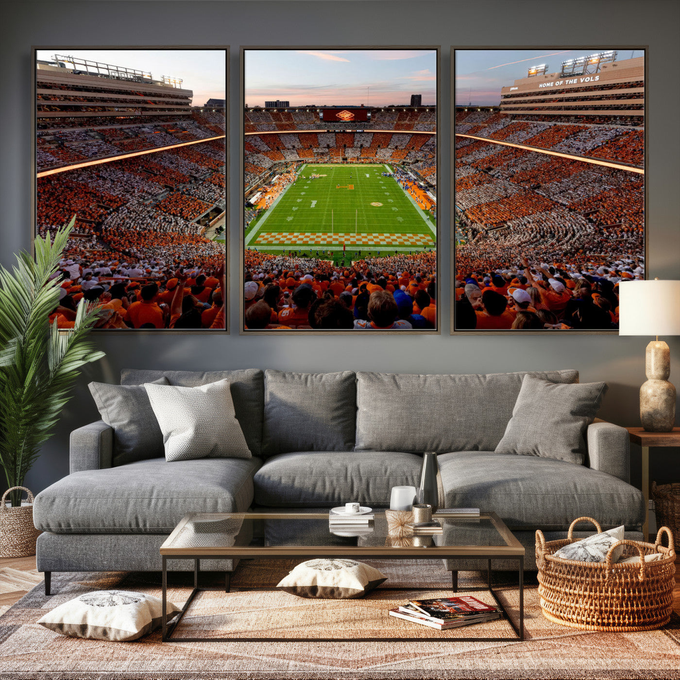 37160229-MGV-CV-36X24 - Tennessee Neyland Stadium Wall Art, Sports Arena Canvas Print, Panoramic Stadium Canvas Artwork for Home, Office
