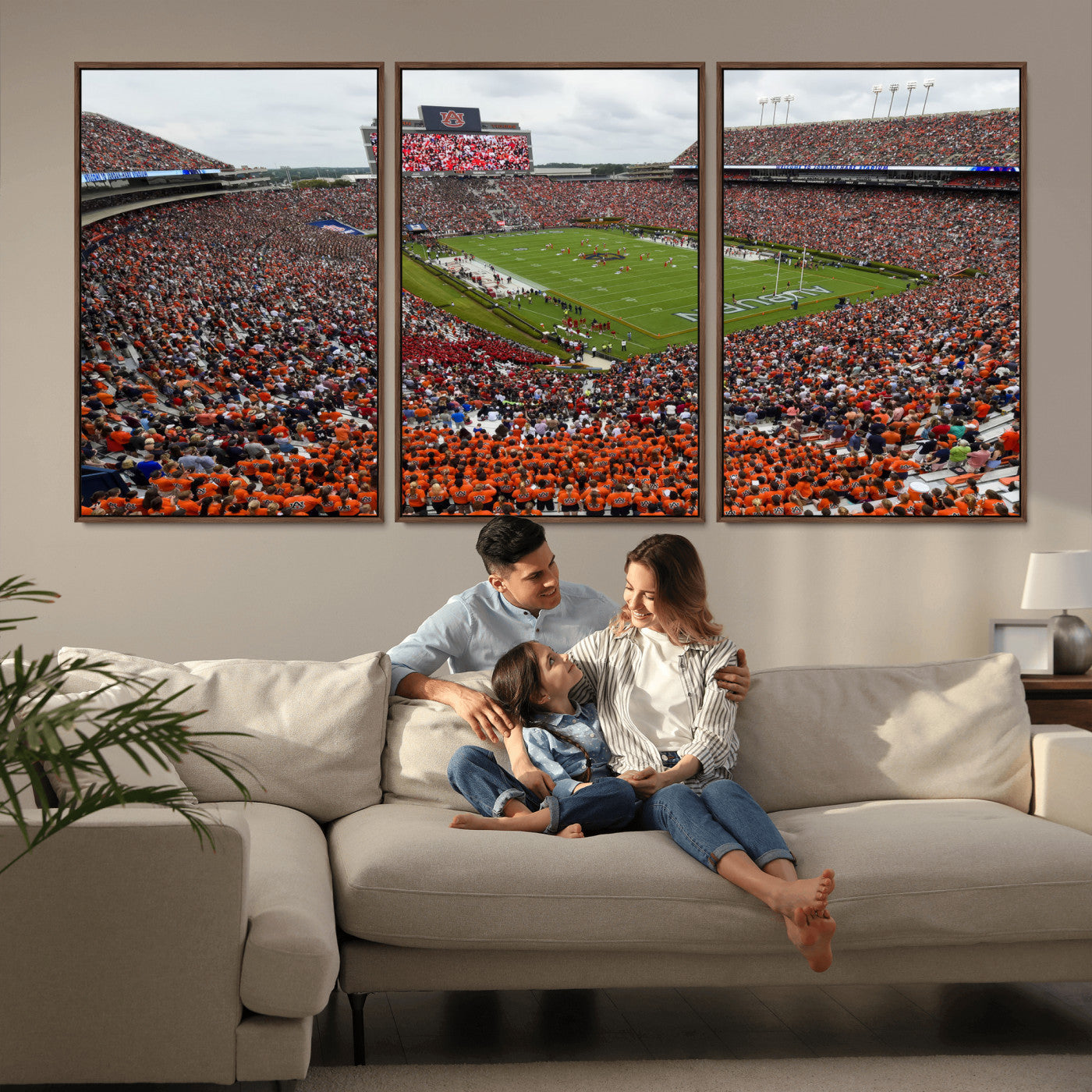 39597998-MGV-CV-36X24-Jordan-Hare Stadium Wall Art Canvas Print, College Sports Art for Man Cave or Game Room, Framed Alabama Football Decor