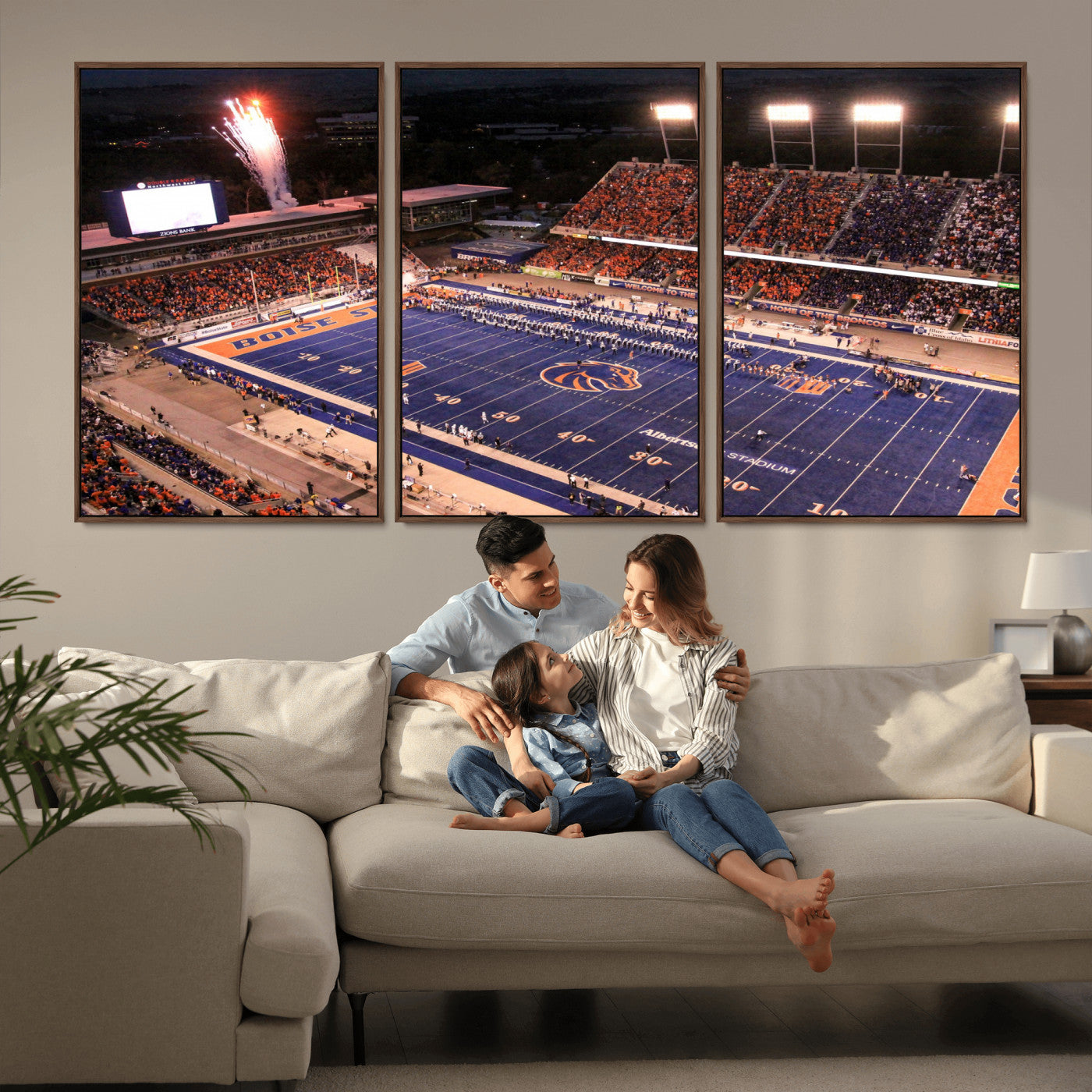 BS1001S-MGV-FC-60X30-3P - Boise State Broncos Albertsons Stadium Wall Art Canvas Print