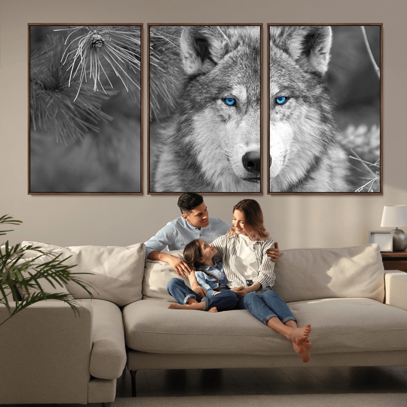 -Wild Wolf Blue Eye Wall Art Canvas Print