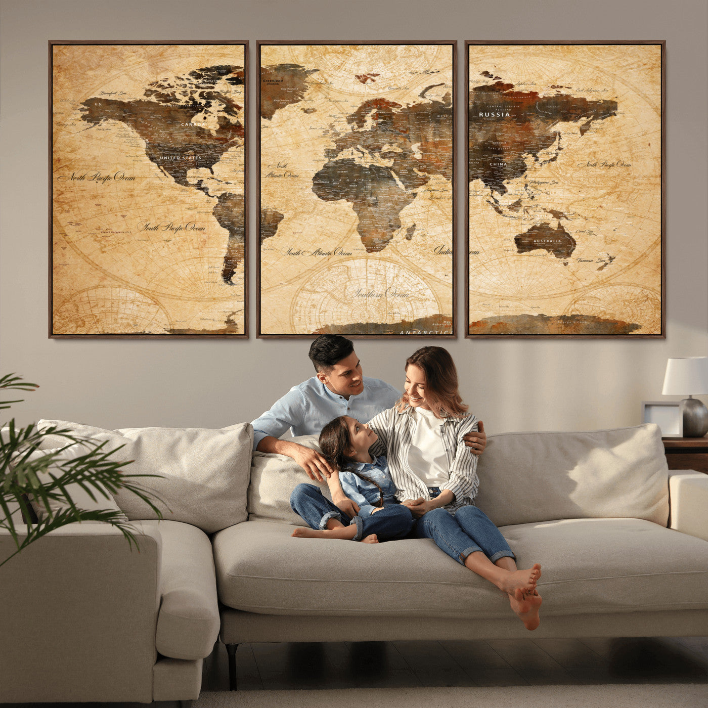 14542905-MGV-FC-60X30-3P - Push Pin World Map Canvas Print – Travel Tracker Wall Art for Couples, Perfect Anniversary Gift for Home or Office Decor