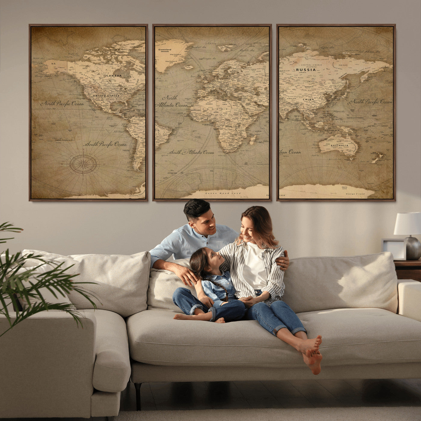 49946617-MGV-CV-36X24 - World Map Wall Art Canvas Print, Modern Decorative Framed Map Artwork Prints for Living Room, Office, Bedroom Wall Decor