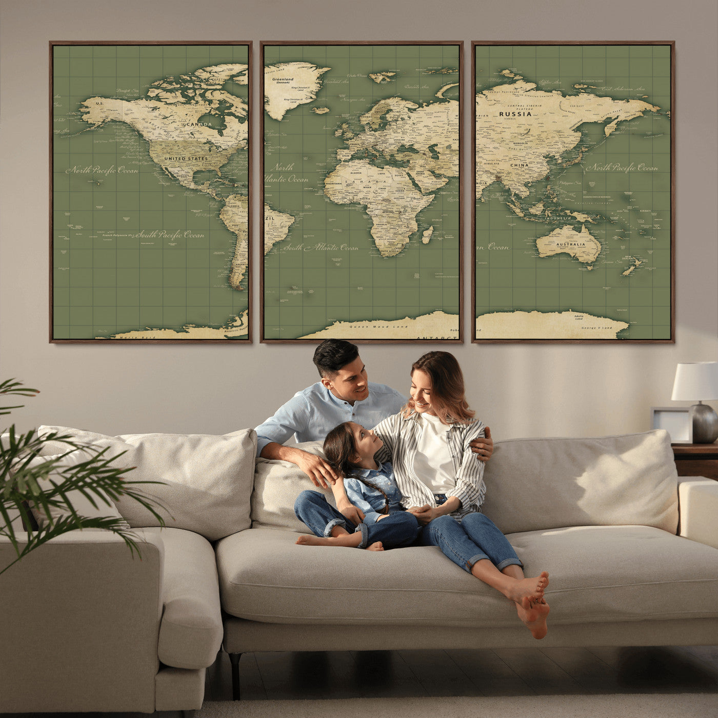 13750241-MGV-CV-36X24 - World Map Wall Art Canvas Print, Modern Decorative Framed Map Artwork Prints for Living Room, Office, Bedroom Wall Decor
