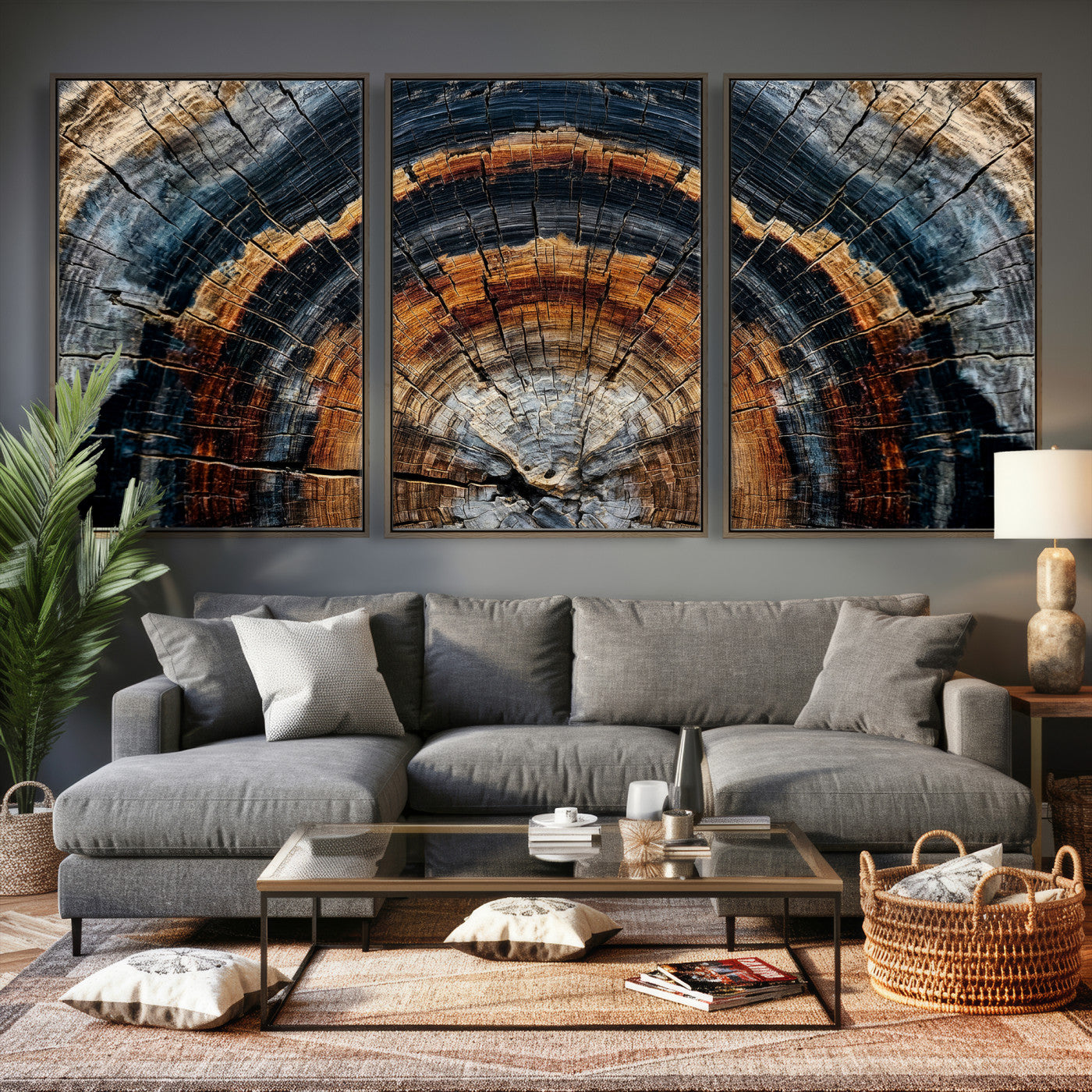 92693966A-MGV-CV-36X24 - Abstract Wood Grain Canvas Print, Tree Ring Pattern Wall Art, Framed Canvas Ready to Hang