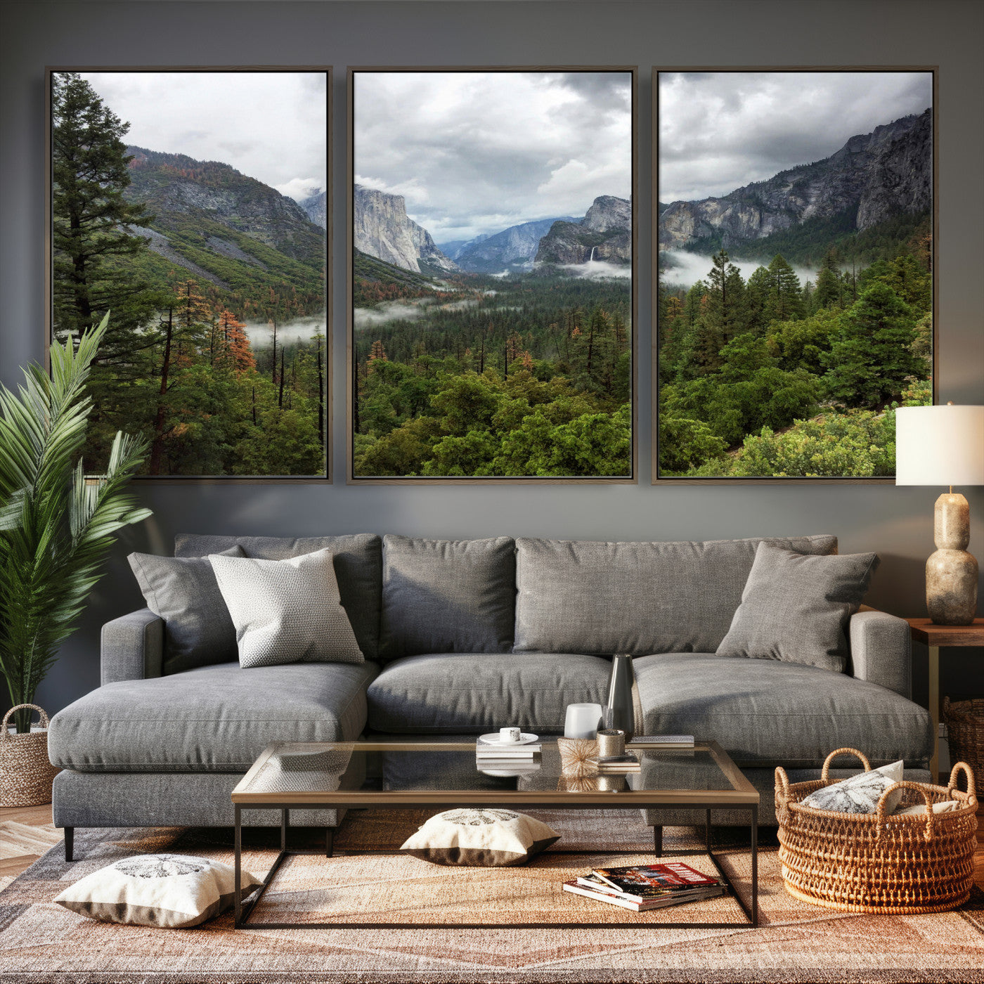 46168759-MGV-CV-36X24 - Yosemite Valley Wall Art Canvas Print, El Capitan Mountain Landscape Nature Wall Decor