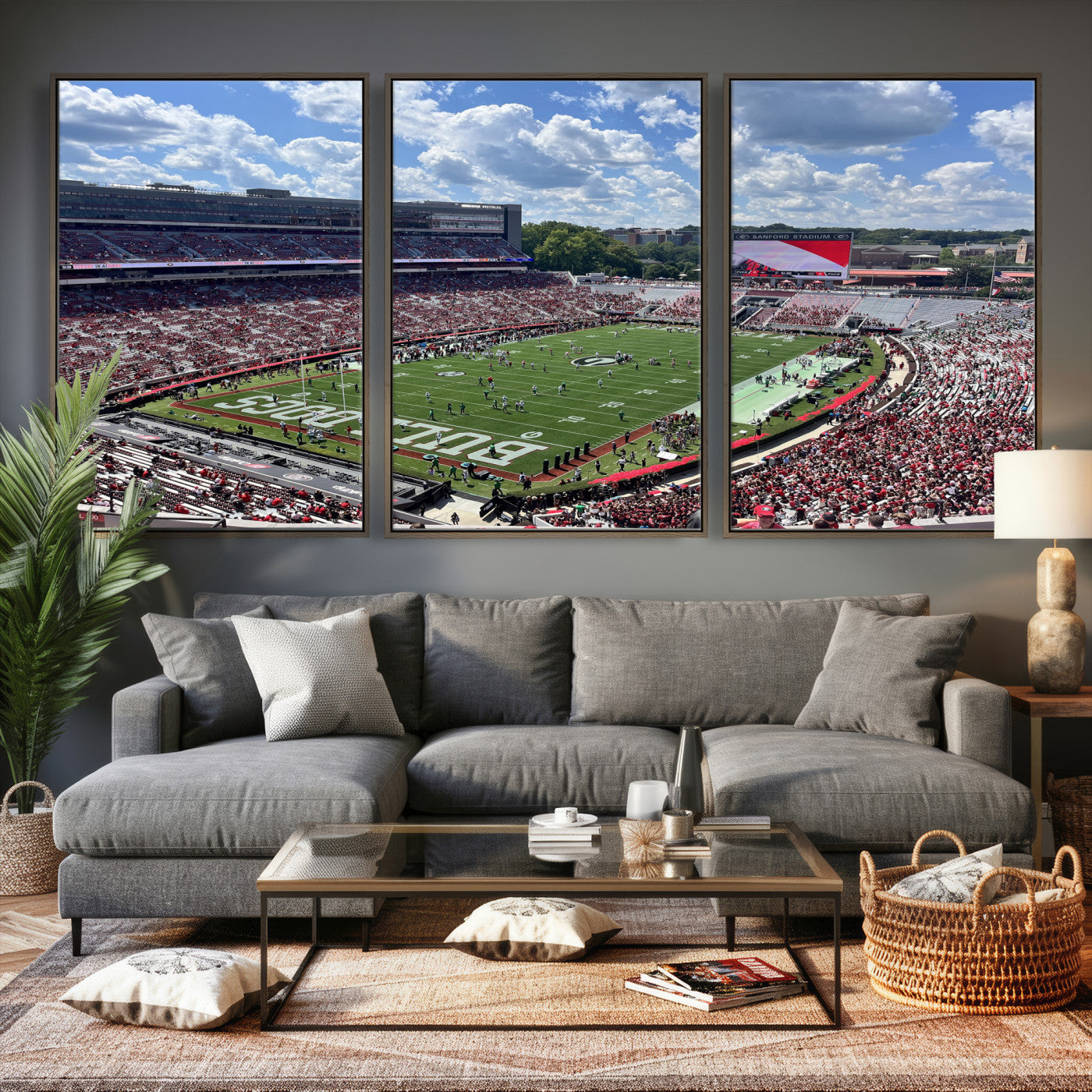 10665453-MGV-CV-36X24 - Georgia Bulldogs Stadium Wall Art Canvas Print, Sanford Stadium Football Field Panorama, College Football Game Day Wall Decor