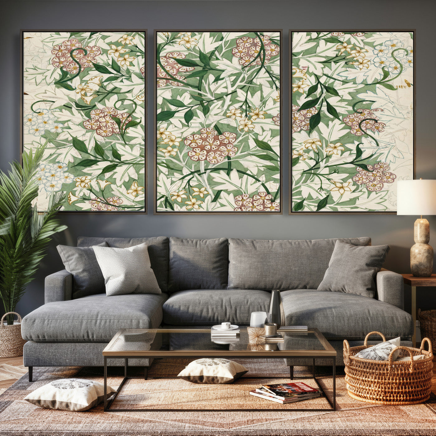 33560597-MGV-CV-36X24 - William Morris Jasmine 1872 Canvas Wall Art — Arts and Crafts Botanical Print | Vintage Green Floral Decor | Cottagecore Gift | Classic Art