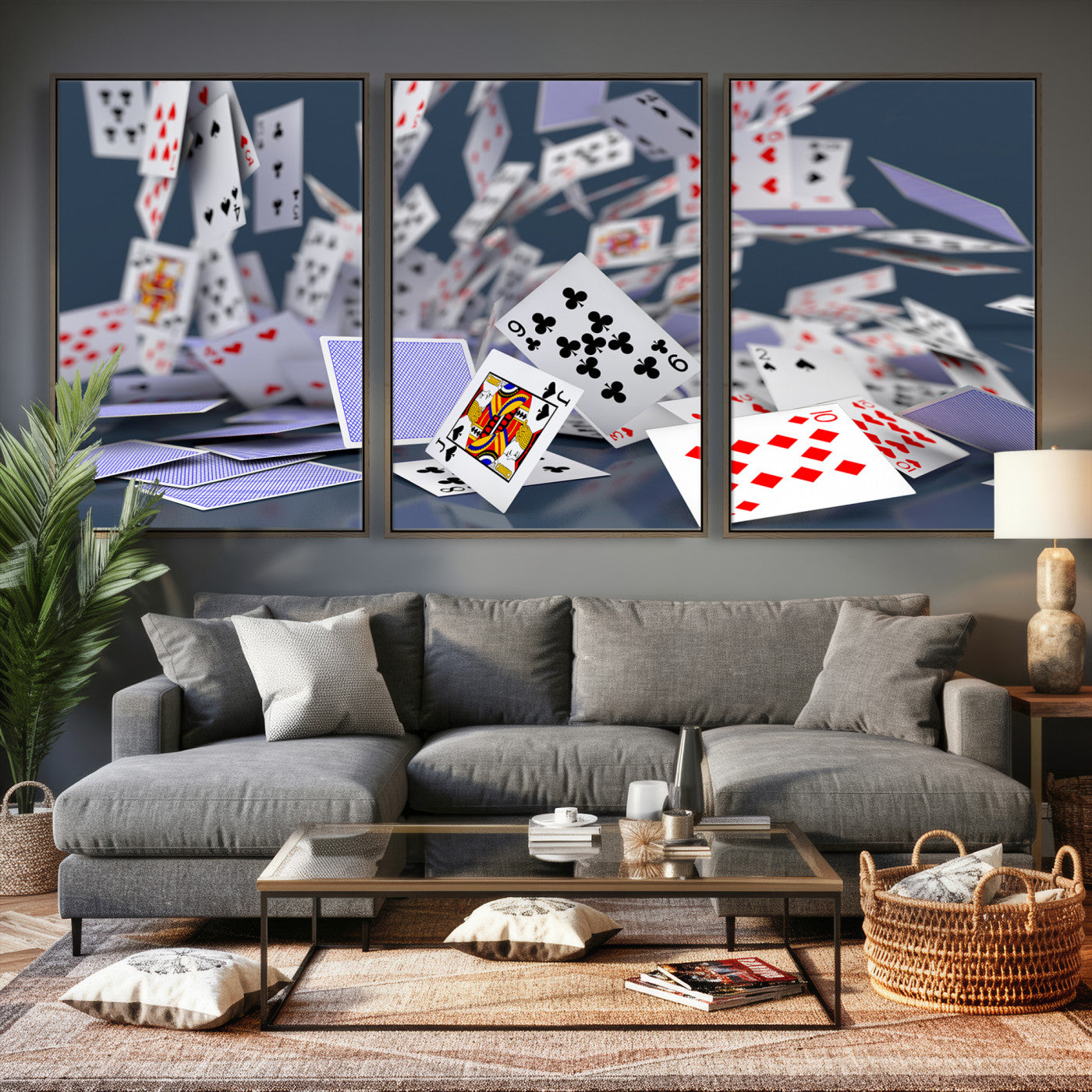 66392185-MGV-CV-36X24 - Playing Cards Canvas Wall Art | Casino Game Room Decor, Poker Decor Art