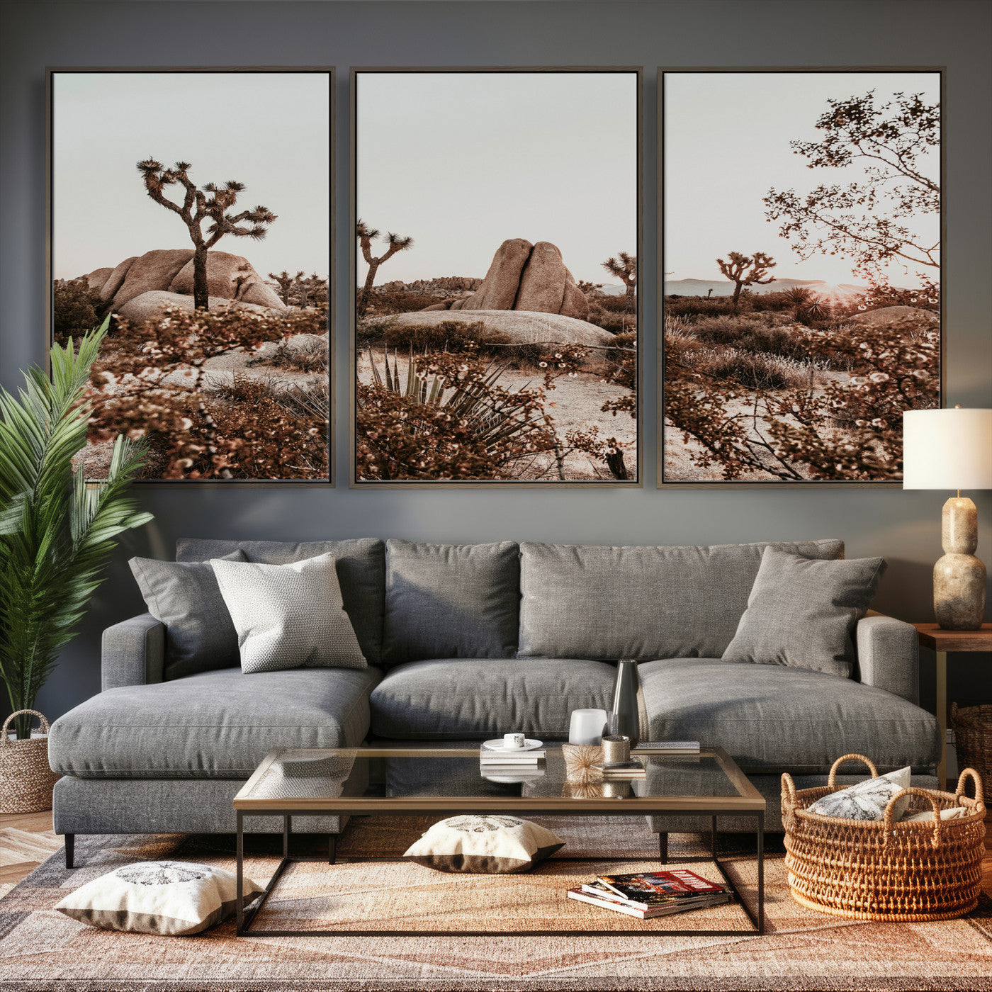 75778944-MGV-CV-36X24 - Joshua Tree Desert Canvas Wall Art Print - Desert Landscape Photography, Boho Southwest Wall Decor, Nature Canvas - Ready to Hang