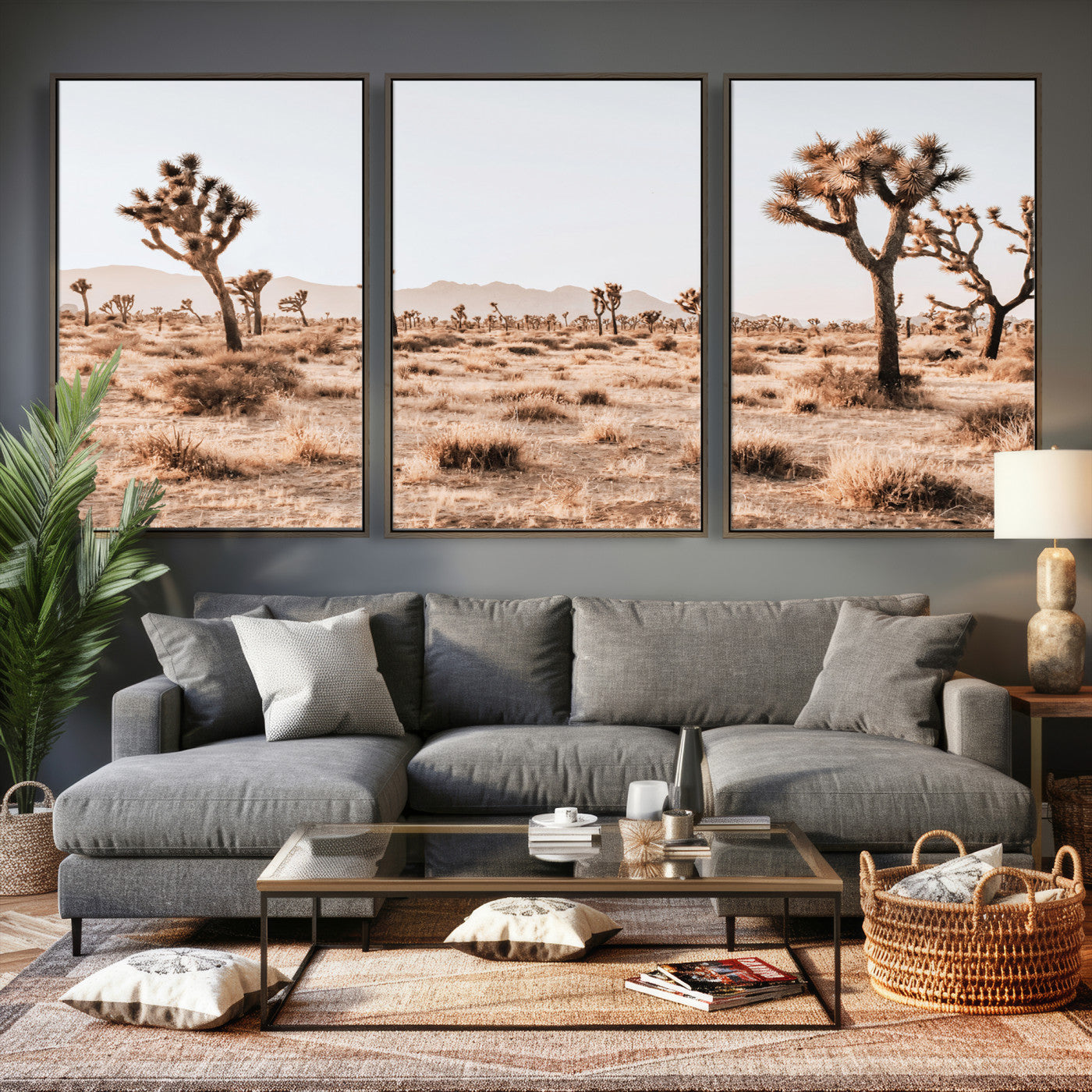33549408-MGV-CV-36X24 - Joshua Tree Desert Canvas Wall Art Print - Desert Landscape Photography, Boho Southwest Wall Decor, Nature Canvas, Ready to Hang