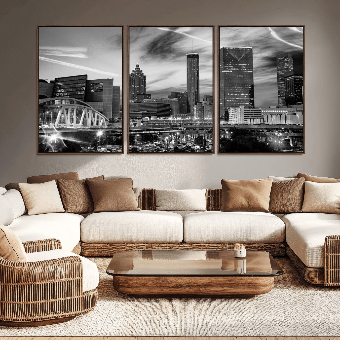 -Black and White Atlanta Wall Art Canvas Print