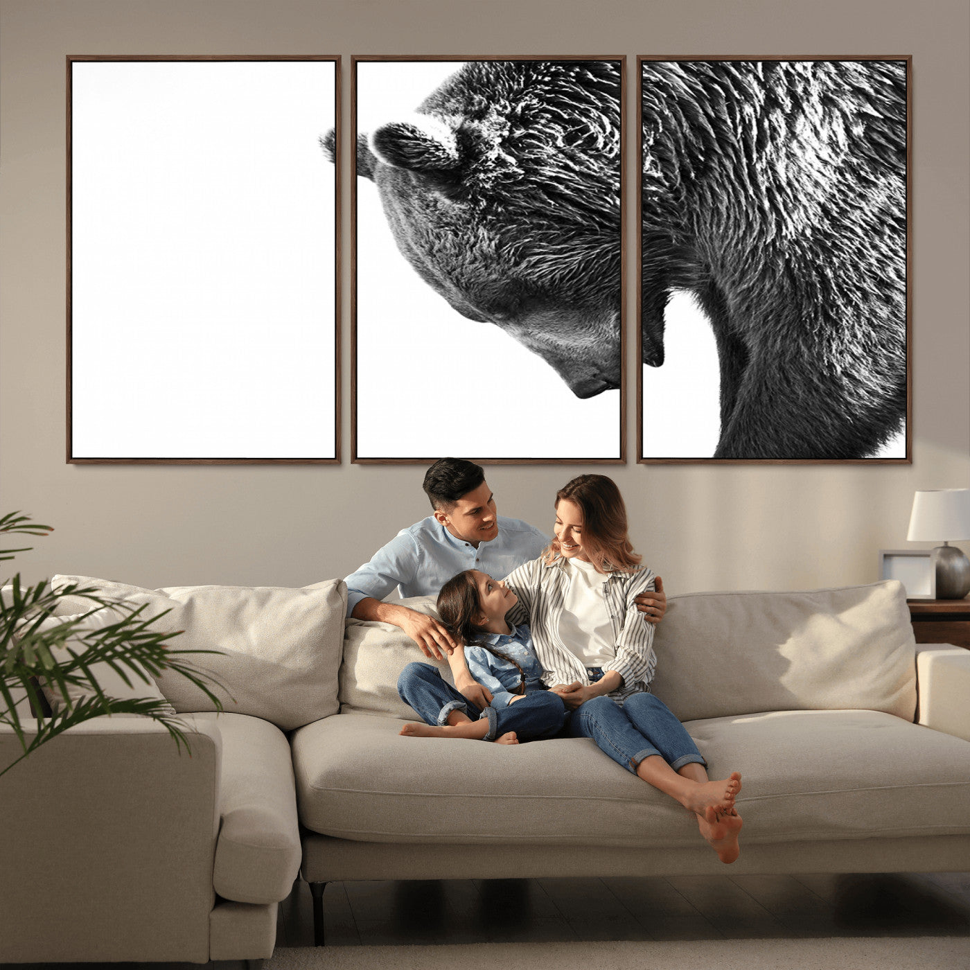 -Black and White Grizzly 399 Bear Canvas Print Wall Art | Large Wildlife Canvas Print for Living