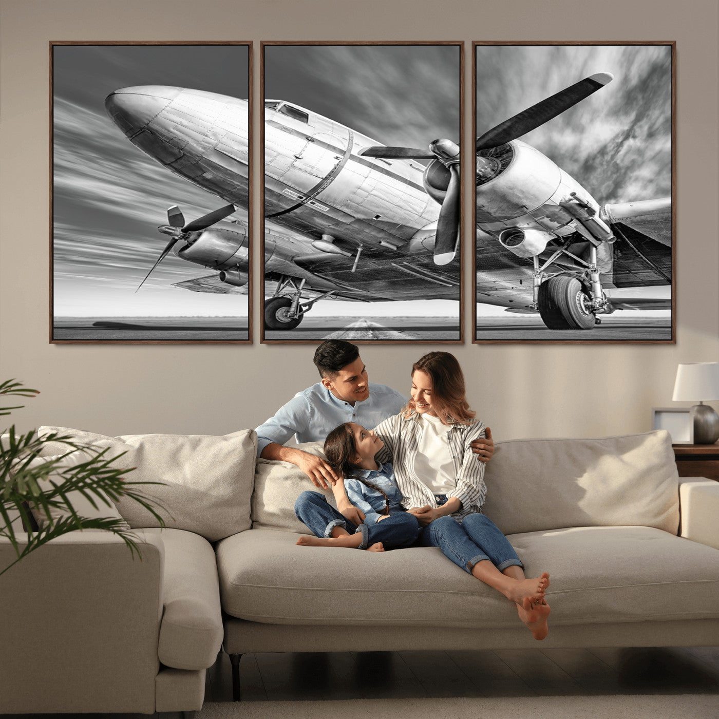 82744-MGV-CV-36X24-Vintage Airplane on Runway Canvas Print