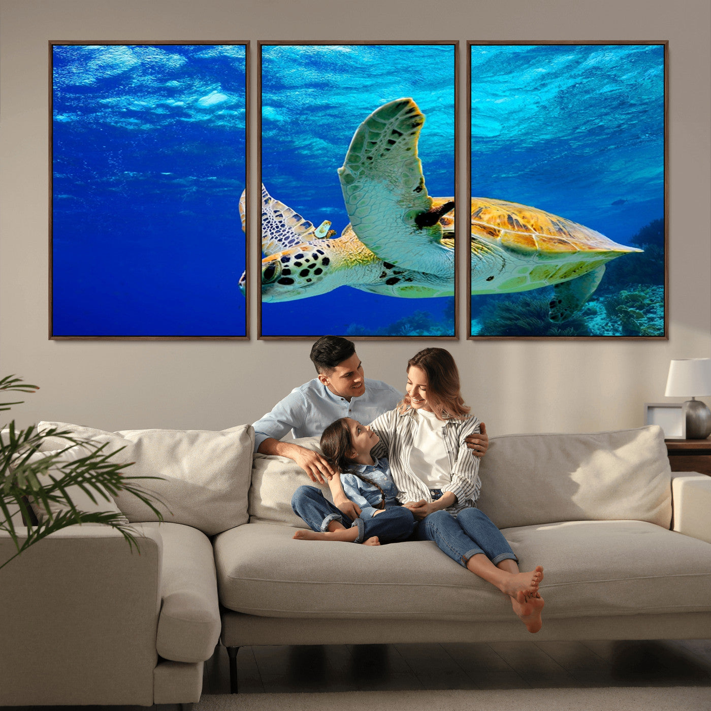 16292-MGV-CV-36X24-Sea Turtle Wall Art Canvas Print, Sea life in the Ocean Wall Art Printing