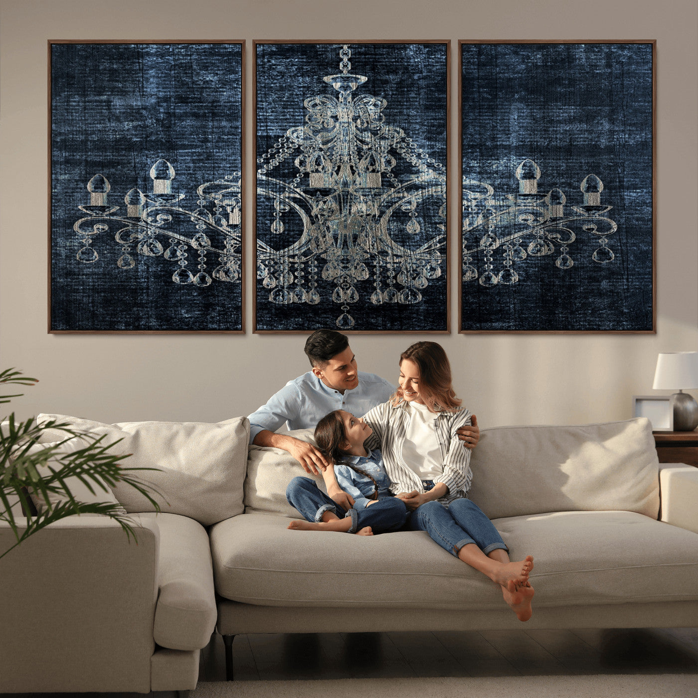 -Dark Chandelier Wall Art Canvas Print