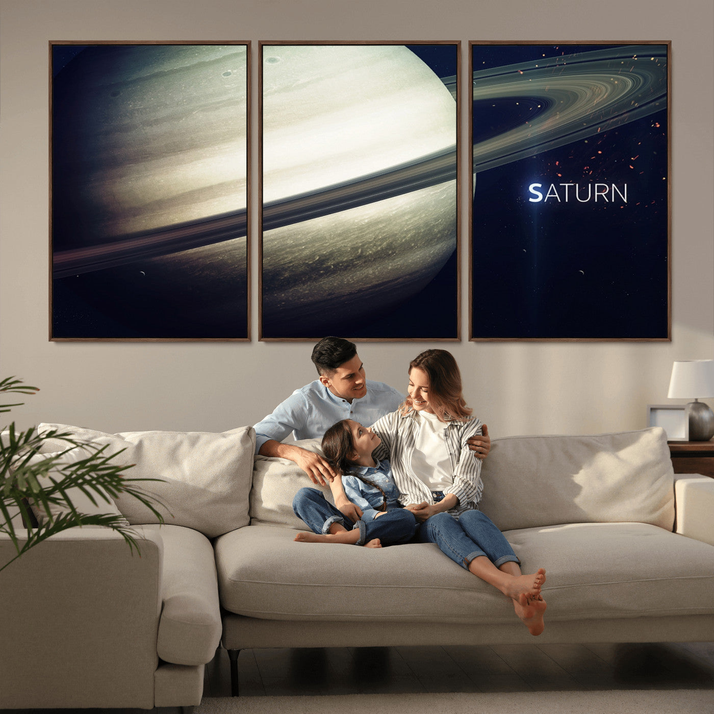 -Framed Saturn Wall Art Canvas Print