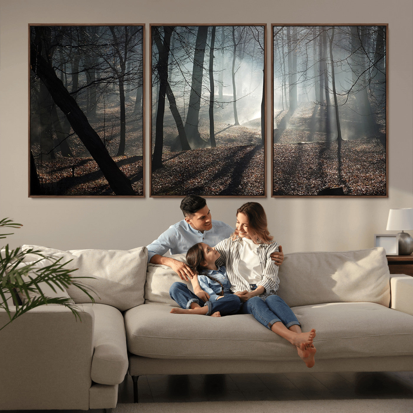 -Dark Family and Tree Wall Art Canvas Print